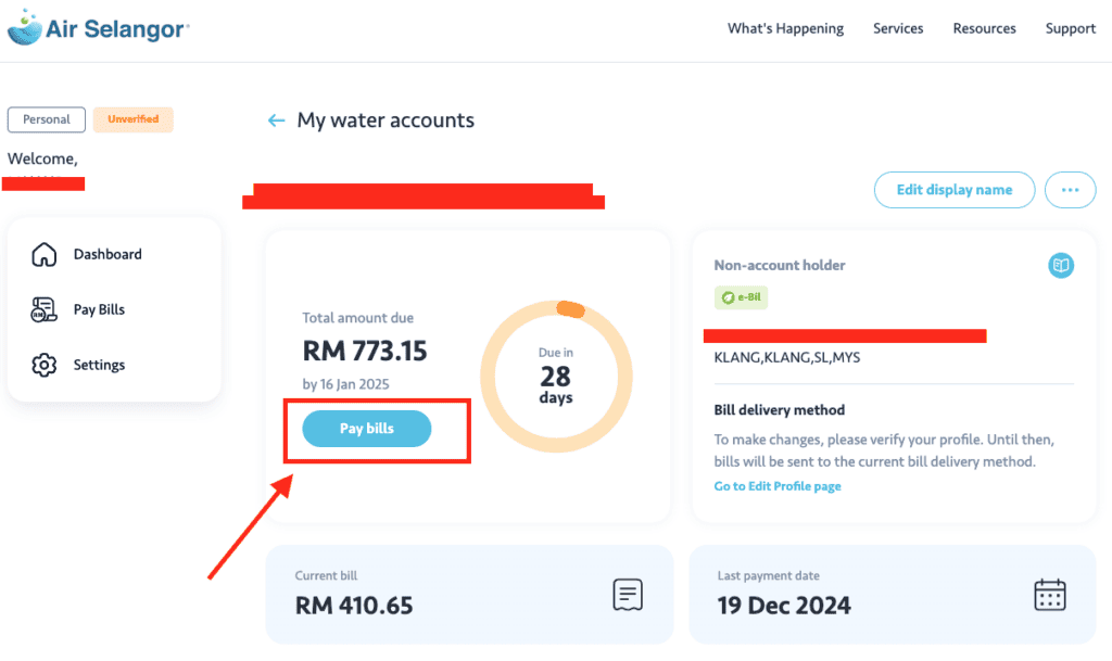 Air Selangor Pay Bill