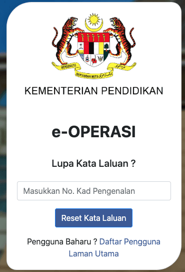 eOperasi Login Untuk Semak Dan Kemaskini Data Guru/Staf