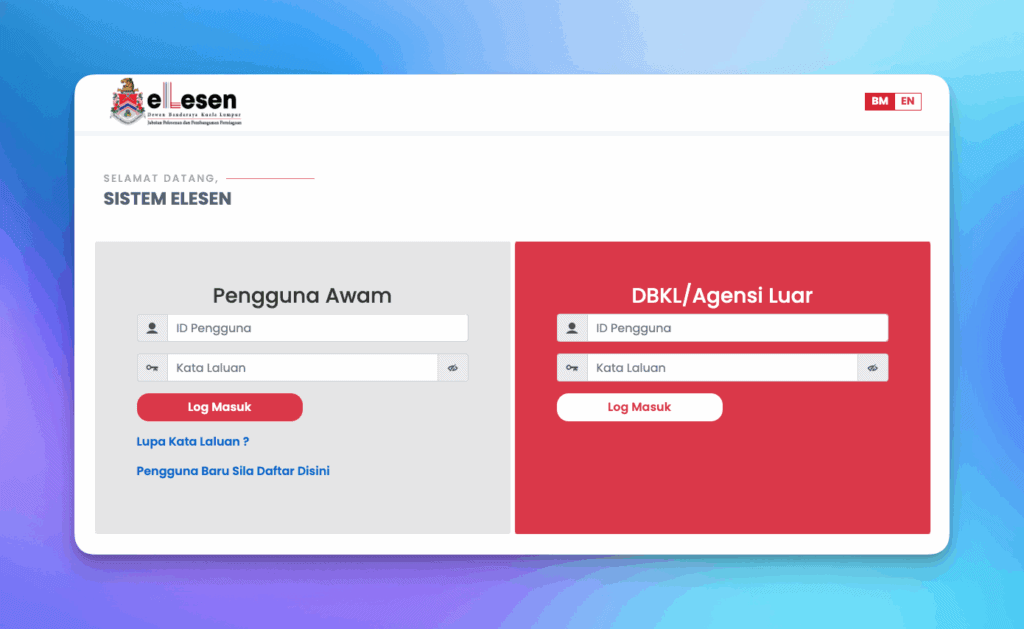 eLesen DBKL Login (elesen.dbkl.gov.my)